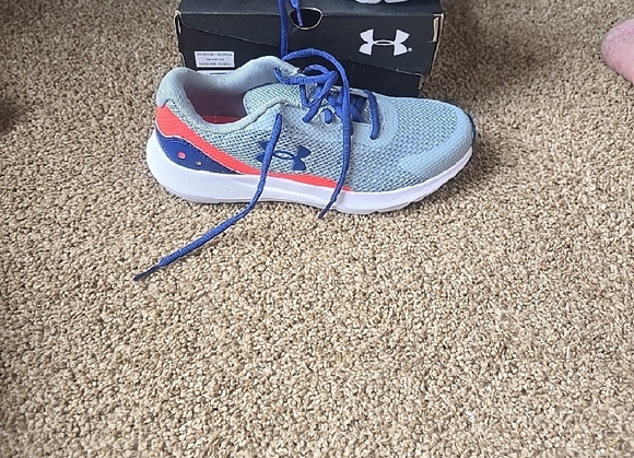Under Armour Kids' Blue and Orange Athletic Shoes - Picture 6 of 7